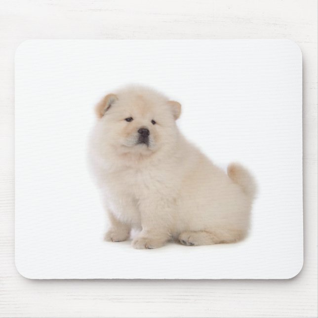 cute white chow chow puppy pup dog mouse mat (Front)
