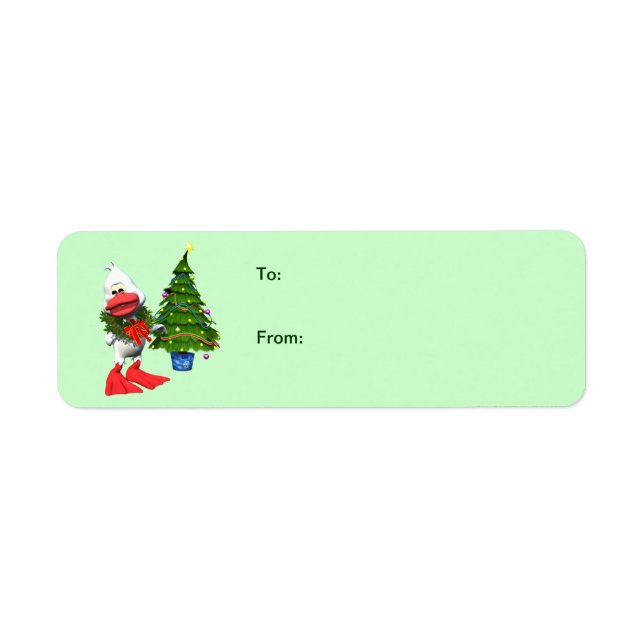 Cute White Christmas Duck Gift Labels (Front)