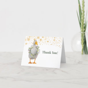 Cute White Christmas Duck Thank You Card