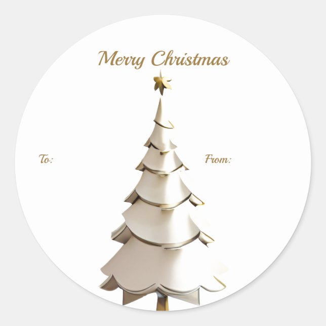 Cute White Christmas Tree Gift Sticker (Front)