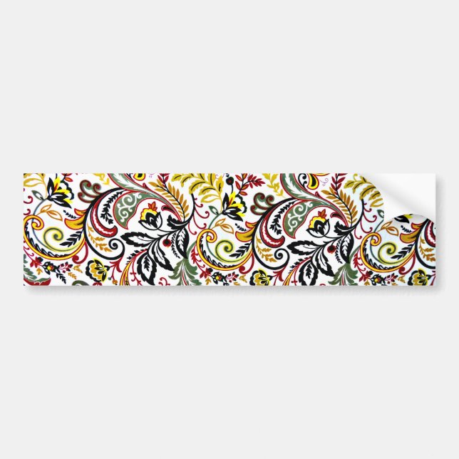 Cute white classic colourful floral design bumper sticker (Front)