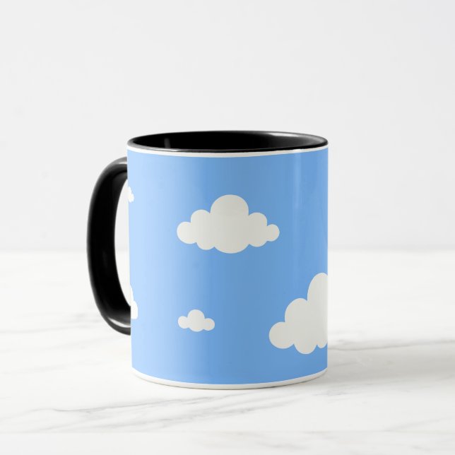 Cute white clouds seamless pattern sky blue coffee mug (Front Left)