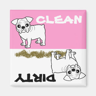 Cute White Coat Bulldog Cartoon Magnet
