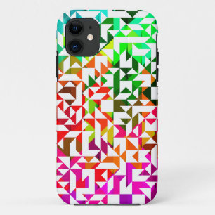 Cute white colourful geometric patterns iPhone 11 case
