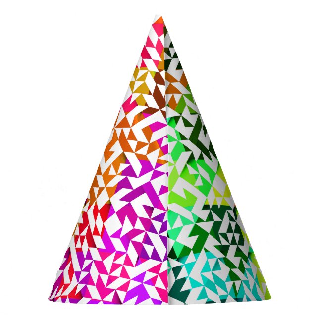 Cute white colourful geometric patterns party hat (Back)