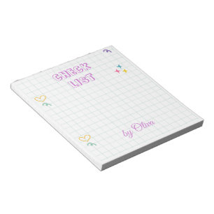 Cute White & Colourful Gingham Pattern Notepad