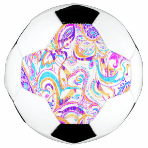 Cute white colourful paisley design football