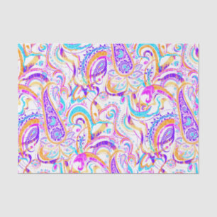 Cute white colourful paisley design tissue paper