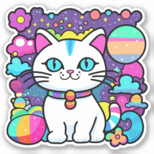Cute White Cosmic Space kitty Cat