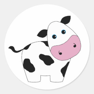 Cute White Cow Classic Round Sticker