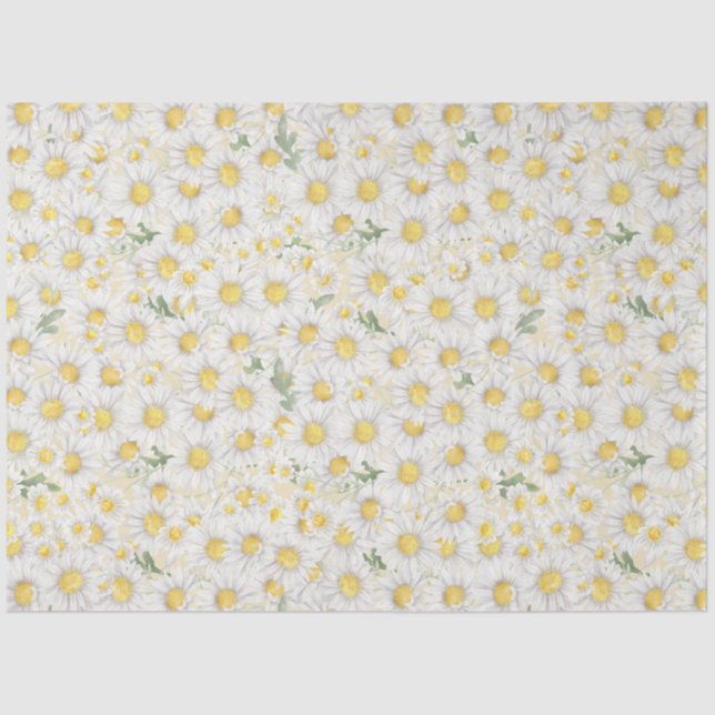 Cute White Daisy floral decoupage Tissue Paper (Front)