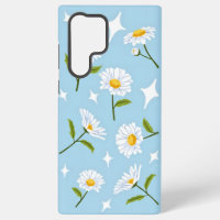 Cute White Daisy Flower Sparkles Baby Blue