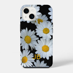 Cute White Daisy Flowers Monogram iPhone 14 Case