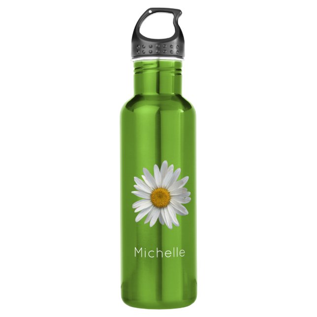 Cute White Daisy Monogram Floral 710 Ml Water Bottle (Front)