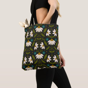 Cute white daisy pattern  tote bag