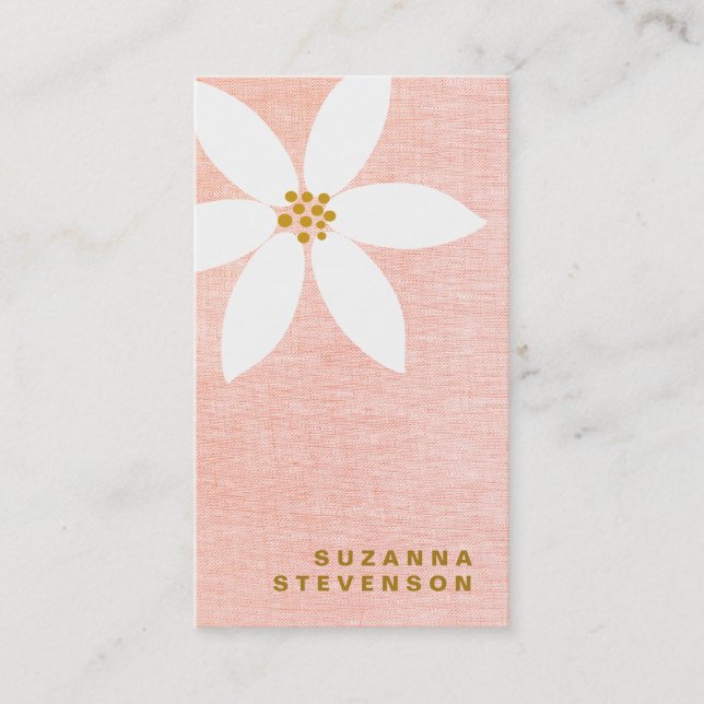 Cute White Daisy Pink Floral Business Card (Front)