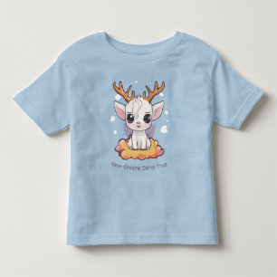 Cute White Deer with Antlers on a Cloud Toddler T-Shirt
