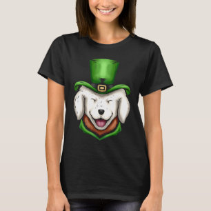 Cute White Dog Golden Retriever Green Hat St Patri T-Shirt