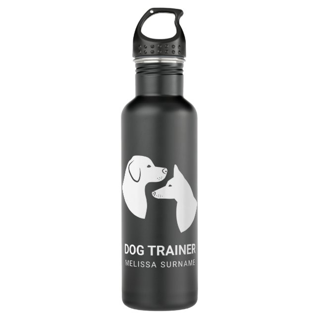 Cute White Dog Head Silhouettes - Dog Trainer 710 Ml Water Bottle (Front)