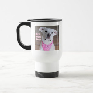 Cute White Dog Wearing Pink Scarf Best Mum Ever Tr Travel Mug