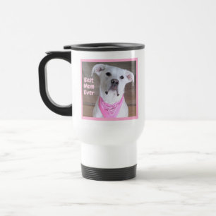 Cute White Dog Wearing Pink Scarf Best Mum Ever Tr Travel Mug
