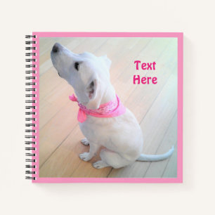 Cute White Dog Wearing Pink Scarf Easter Gift Notebook