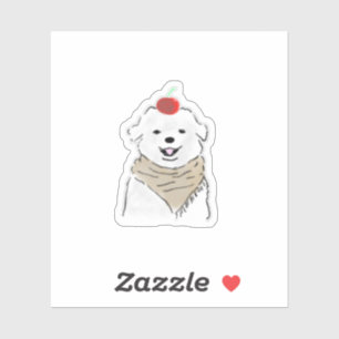 Cute White Dog with Cherry on Head