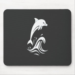 Cute White Dolphin Jumping Waves Ocean Papercut Ar Mouse Mat
