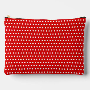 Cute White Dots Pattern On Red Accessory Pouch