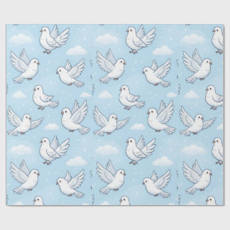 Cute White Dove Seamless Sky Pattern Wrapping Paper