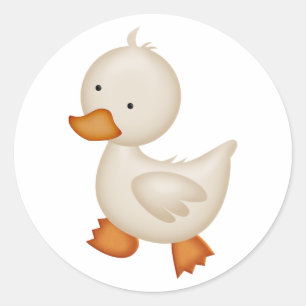 Cute White Duck Classic Round Sticker
