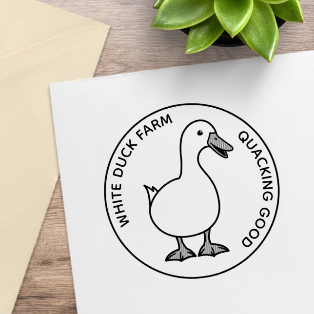 Cute White Duck Farm Funny Custom Text Rubber Stamp (Creator Uploaded)