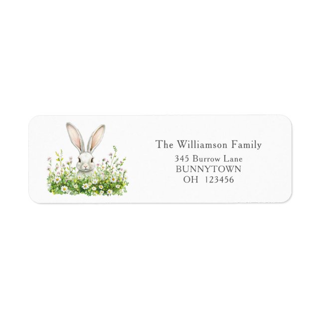 Cute White Easter Bunny and Florals Personalised (Front)