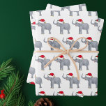 Cute White Elephant Christmas Party Wrapping Paper Sheet<br><div class="desc">Adorable white elephant Christmas wrapping paper. This wild animal looks very cute in a holiday red Santa hat with a little smile. I like Christmas animals and presents that kids will love.</div>
