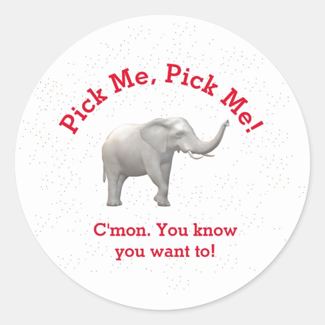 Cute White Elephant  Classic Round Sticker (Front)