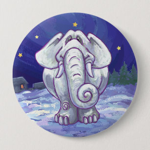 Cute White Elephant Gift 10 Cm Round Badge