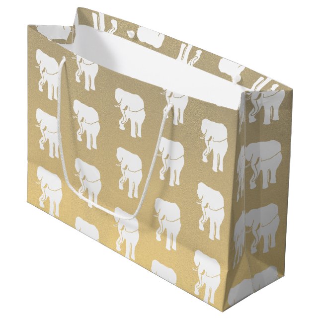 Cute White Elephant Gift Exchange Christmas Game L Large Gift Bag (Front Angled)
