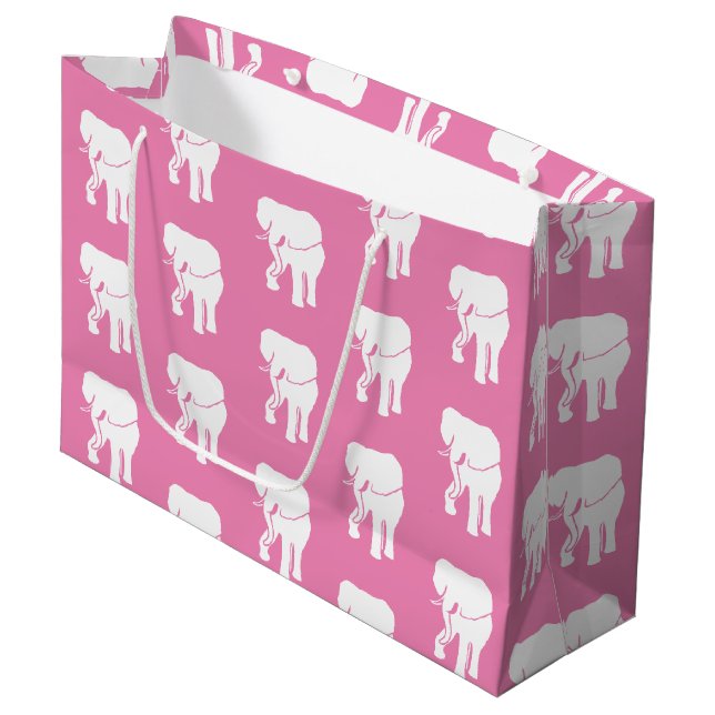 Cute White Elephant Gift Exchange Christmas Game L Large Gift Bag (Front Angled)