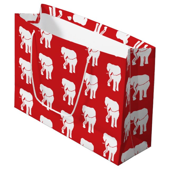 Cute White Elephant Gift Exchange Christmas Game Large Gift Bag (Front Angled)