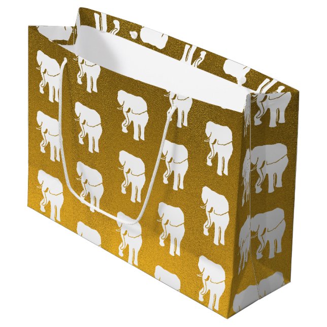 Cute White Elephant Gift Exchange Christmas Game Large Gift Bag (Front Angled)
