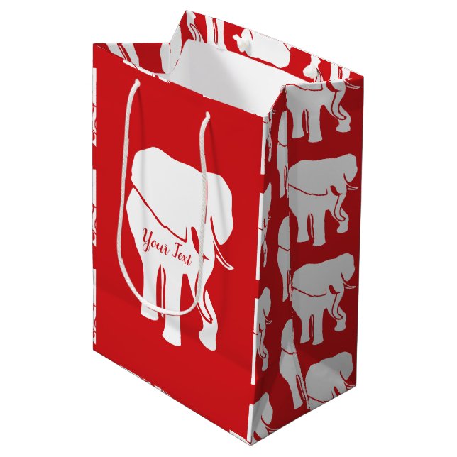 Cute White Elephant Gift Exchange Christmas Game Medium Gift Bag (Front Angled)