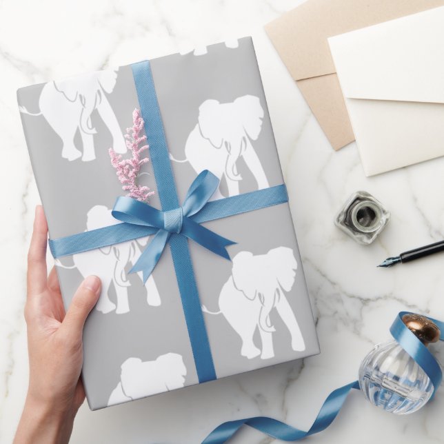 Cute White Elephant Gift Exchange Christmas Game Wrapping Paper (Gifting)
