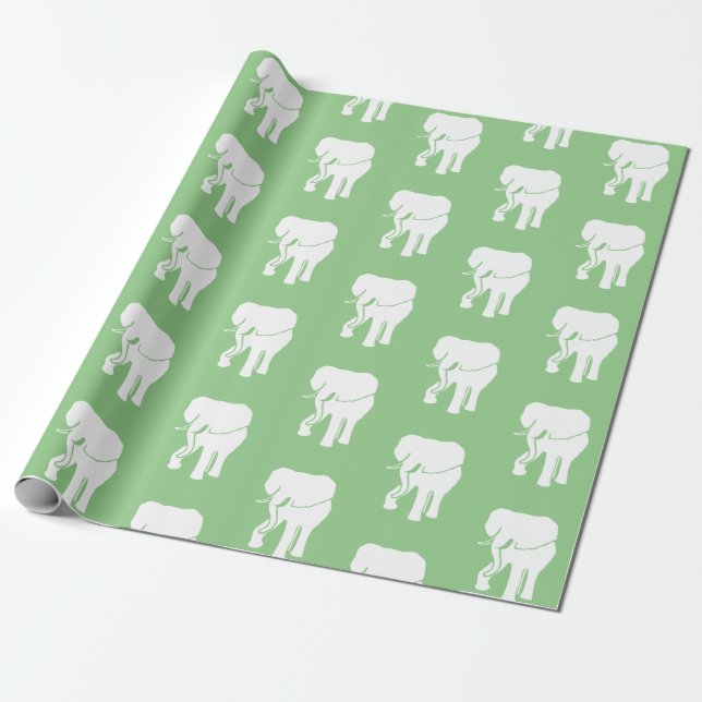 Cute White Elephant Gift Exchange Christmas Game Wrapping Paper (Unrolled)