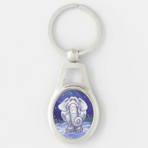 Cute White Elephant Gift Key Ring