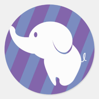 Cute white elephant with fun background classic round sticker