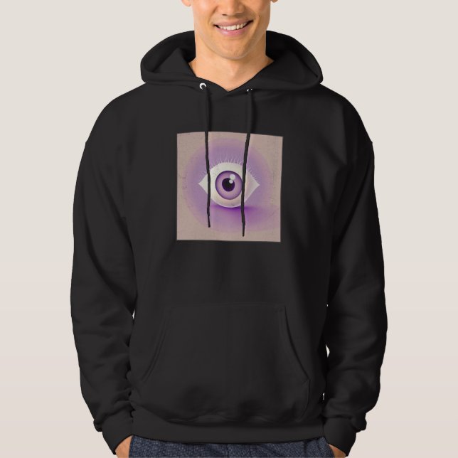 Cute White Eye Illustration Pastel Color Women Men Hoodie (Front)