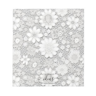 Cute white floral lace name paper pad