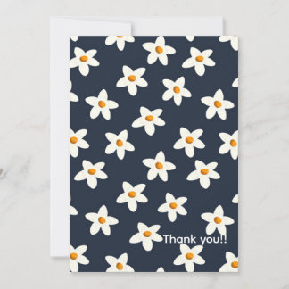 Cute White Floral Notebook Navy Blue and Orange Invitation