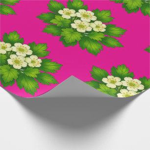 Cute white flowers and green leaves Wrapping Paper