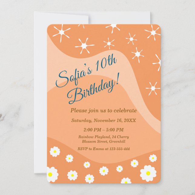 Cute white flowers Birthday Party Invitation (Front)